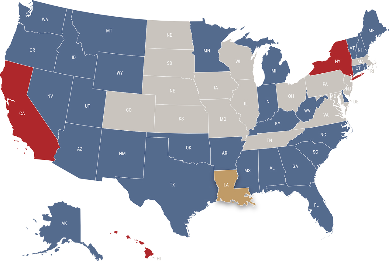 Louisiana reciprocity map